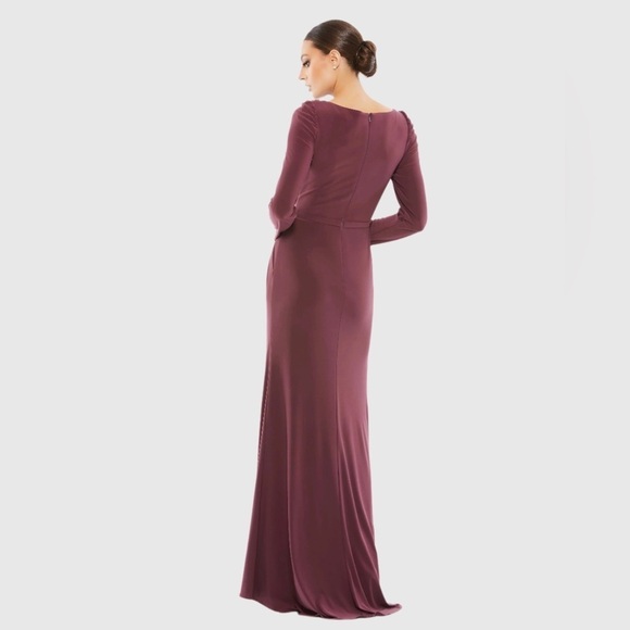 MAC DUGGAL 55695 NWT Draped Bateau Long Sleeve Trumpet Gown in mauve - Picture 3 of 8